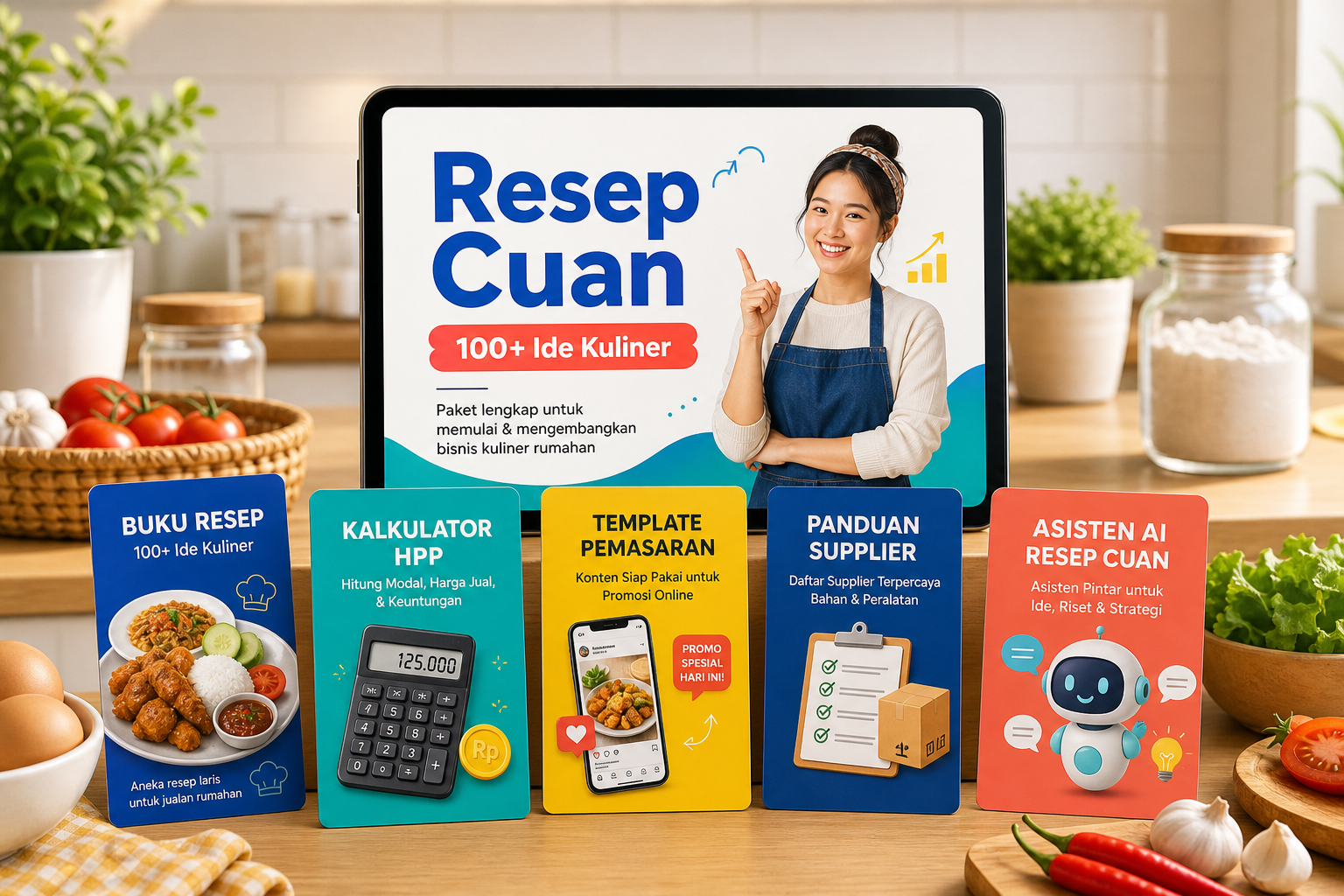 Mockup paket digital Resep Cuan